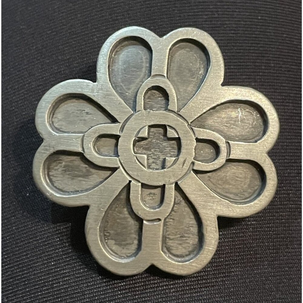 Vintage Signed HANDARBEIT Mgu MSBY Brooch Flower